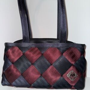“Maroon” and black Maggie Bags Small Tote
